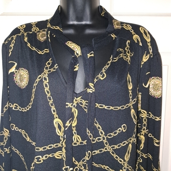 Roz&Ali woman chain Print blouse ties At neck size large 5/$25 - Picture 3 of 7